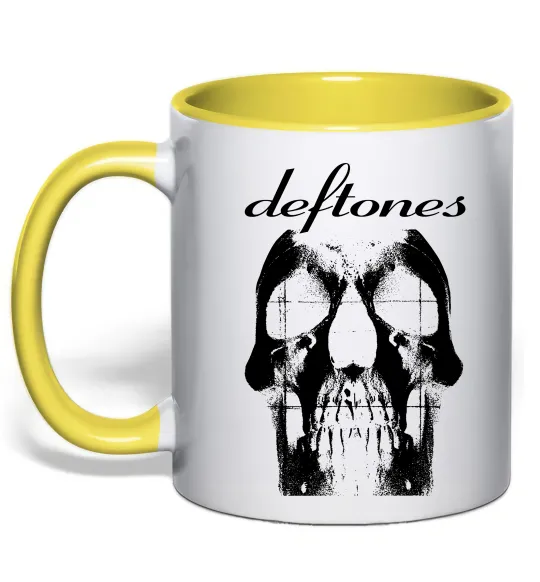 Чашка с цветной ручкой Deftones skull Солнечно желтый фото