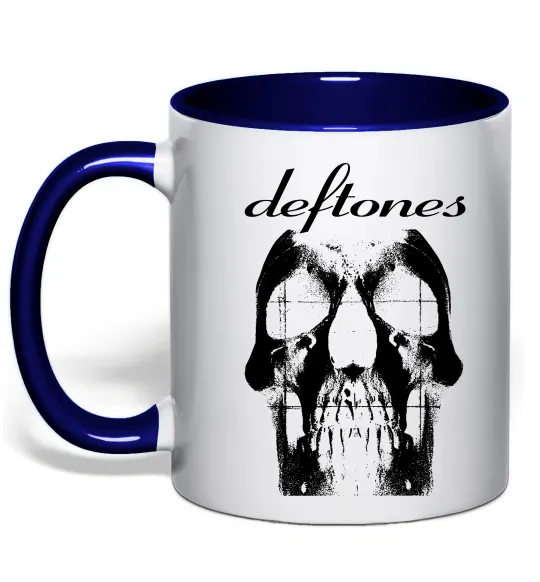 Чашка с цветной ручкой Deftones skull Глубокий темно-синий фото