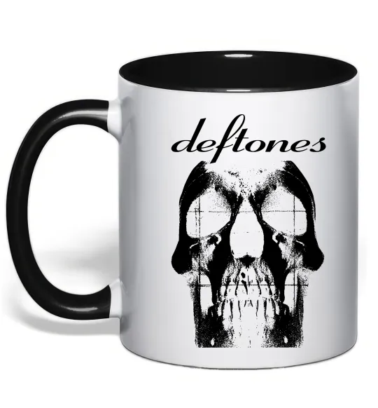 Чашка с цветной ручкой Deftones skull Черный фото
