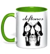 Чашка с цветной ручкой Deftones skull Лаймовый фото
