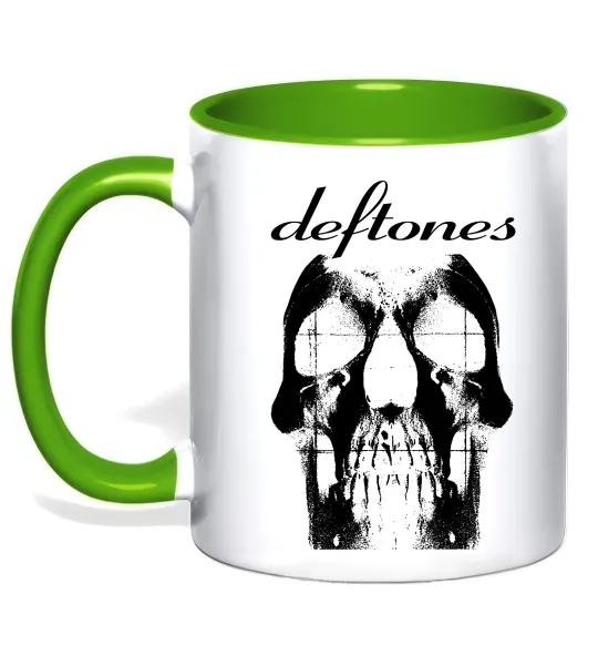 Чашка с цветной ручкой Deftones skull Зеленый фото