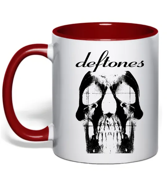Чашка с цветной ручкой Deftones skull Красный фото