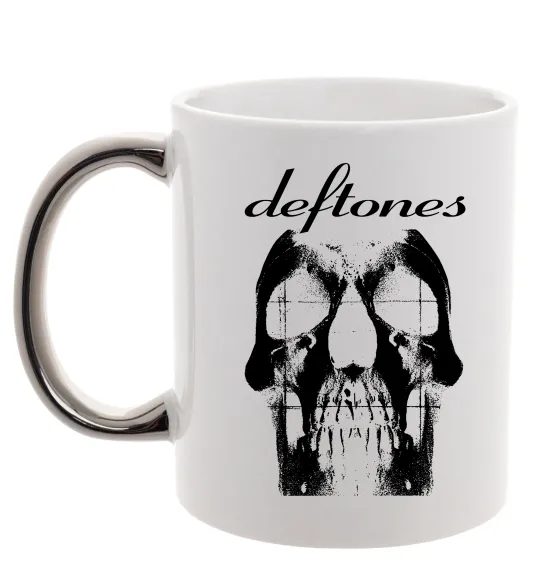 Чашка с цветной ручкой Deftones skull Серебро фото