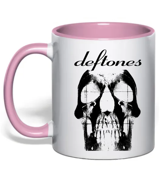 Чашка с цветной ручкой Deftones skull Нежно розовый фото