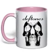 Чашка с цветной ручкой Deftones skull Нежно розовый фото