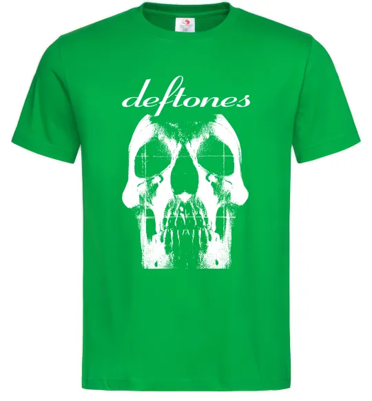 Мужская футболка Deftones skull Зеленый фото