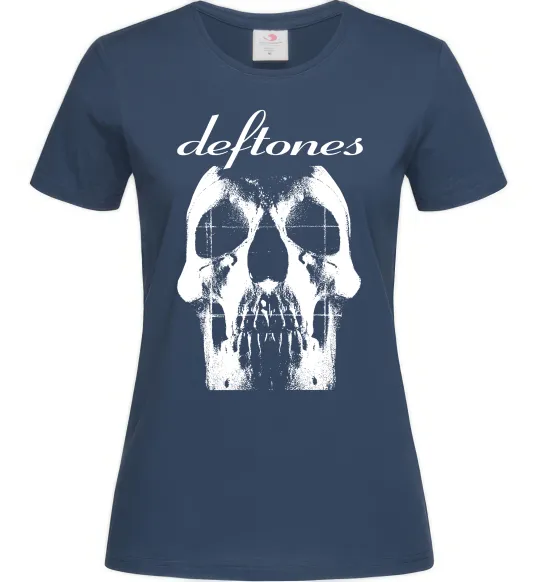 Женская футболка Deftones skull Темно-синий фото