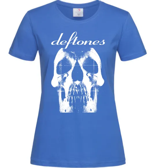 Женская футболка Deftones skull Ярко-синий фото