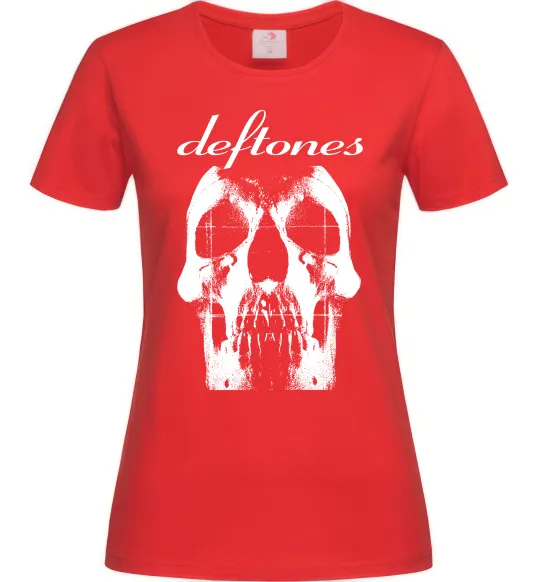 Женская футболка Deftones skull Красный фото