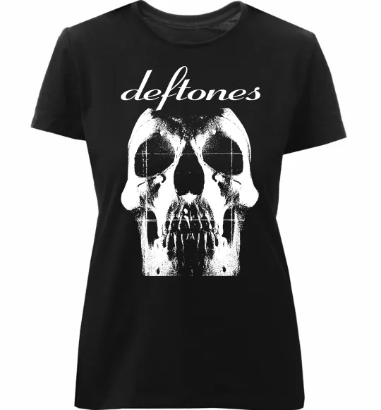 Жіноча преміум футболка Deftones skull Чорний фото