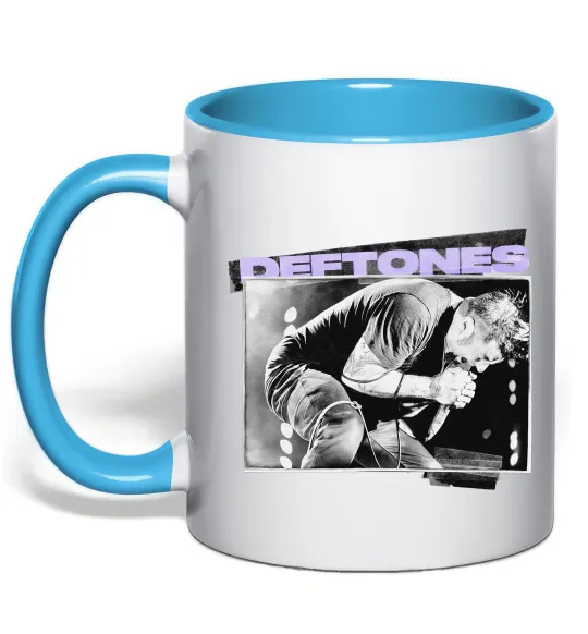 Чашка с цветной ручкой Deftones photo Голубой фото