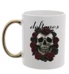 Чашка с цветной ручкой Deftones skull and roses Золото фото