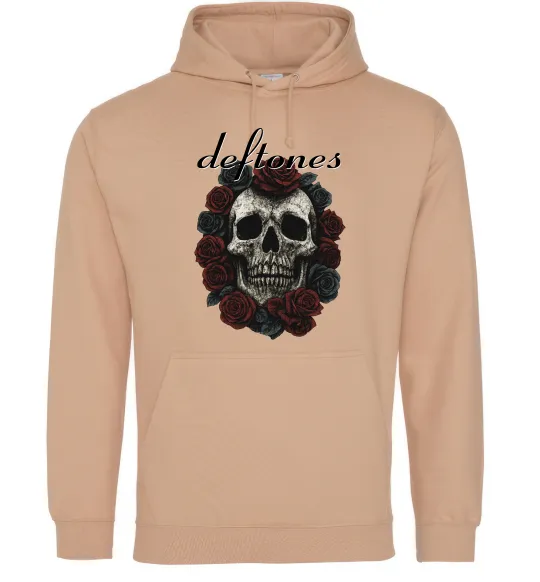 Чоловіча толстовка (худі) Deftones skull and roses Пісочний фото
