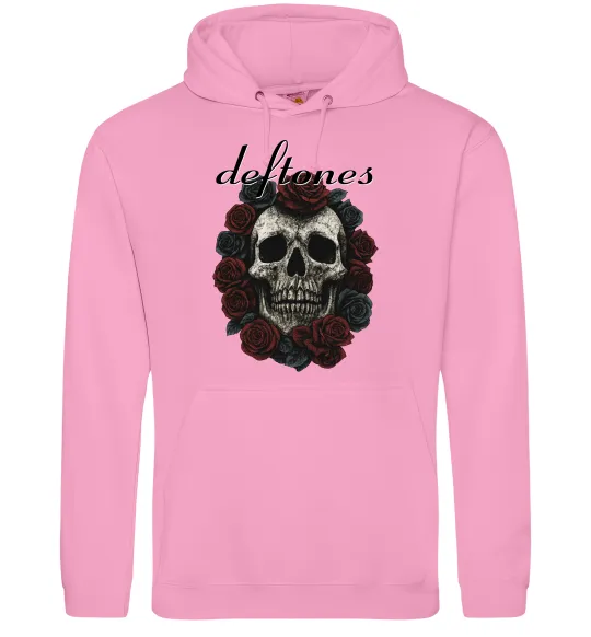 Женская толстовка (худи) Deftones skull and roses Розовый фото