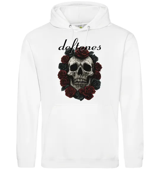 Женская толстовка (худи) Deftones skull and roses Белый фото