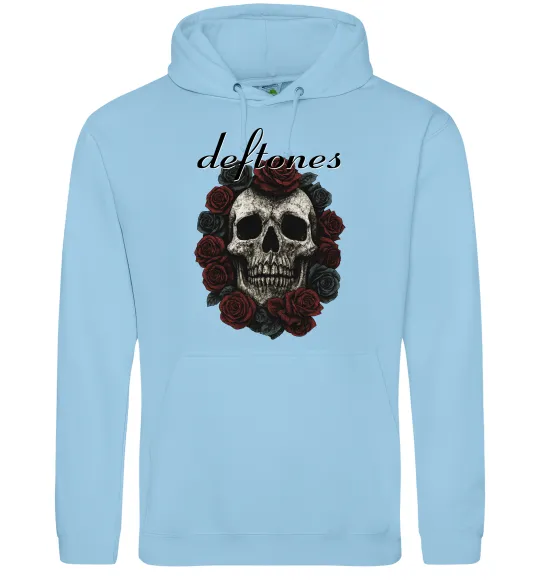 Женская толстовка (худи) Deftones skull and roses Голубой фото