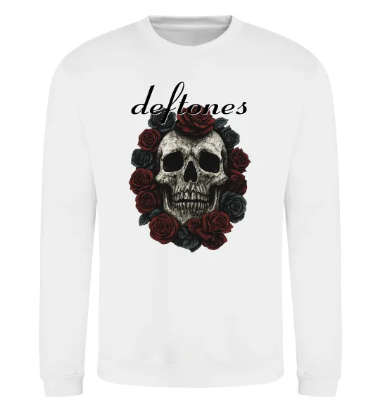Світшот Deftones skull and roses Білий фото