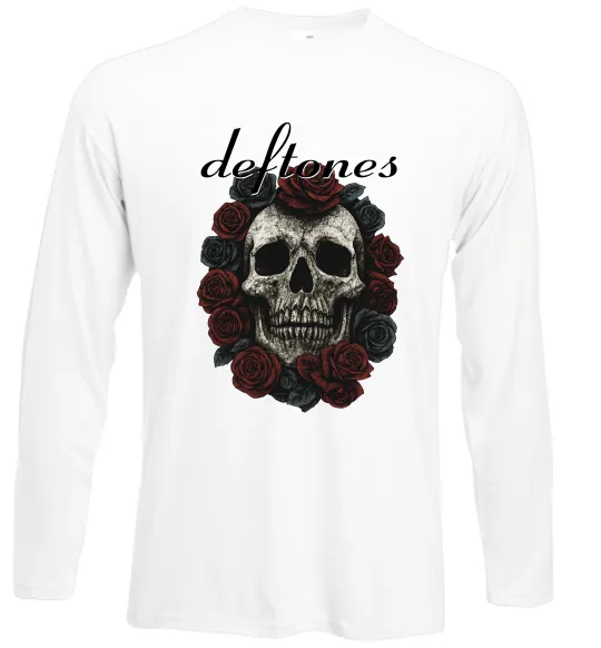 Лонгслив Deftones skull and roses Белый фото