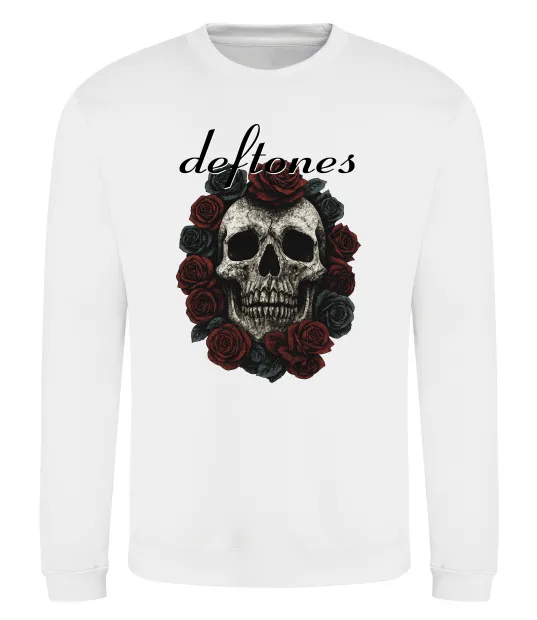 Світшот Deftones skull and roses Білий фото