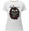 Жіноча преміум футболка Deftones skull and roses Білий фото