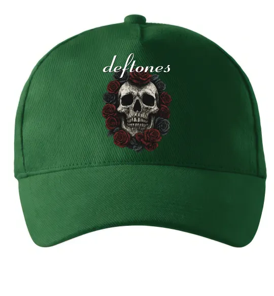 Кепка Deftones skull and roses Темно-зеленый фото