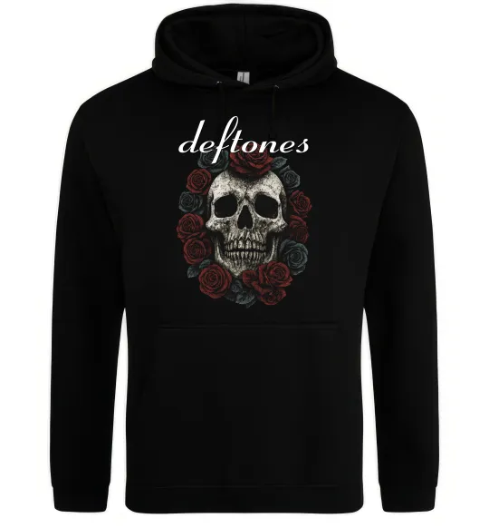 Женская толстовка (худи) Deftones skull and roses Черный фото