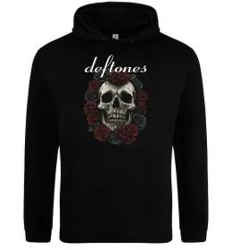 Женская толстовка (худи) Deftones skull and roses Черный фото