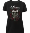 Жіноча преміум футболка Deftones skull and roses Чорний фото