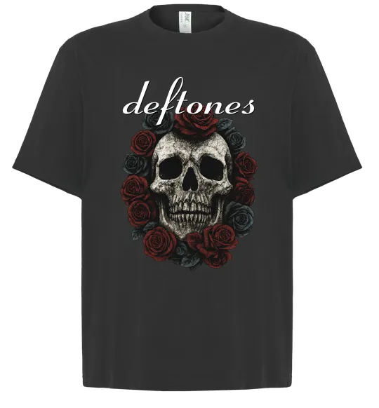 Футболка Оверсайз Deftones skull and roses Черный фото