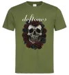 Мужская футболка Deftones skull and roses Оливковый фото