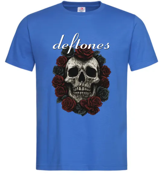 Мужская футболка Deftones skull and roses Ярко-синий фото