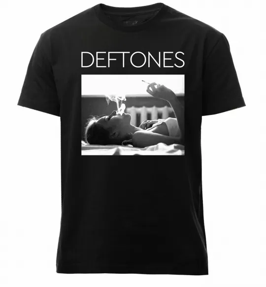Мужская премиум футболка Deftones smoking Черный фото