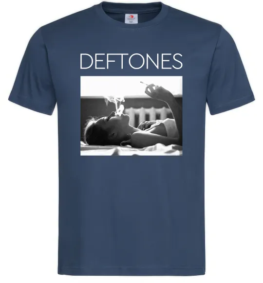 Мужская футболка Deftones smoking Темно-синий фото