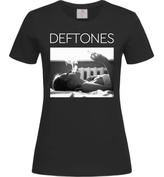 Женская футболка Deftones smoking Черный фото