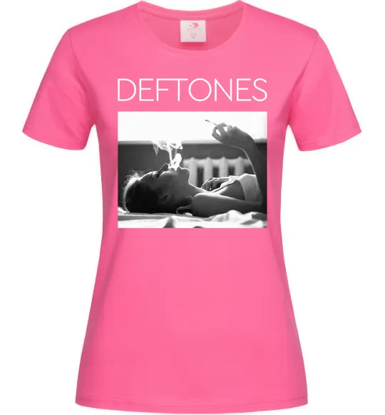 Женская футболка Deftones smoking Ярко-розовый фото