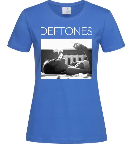 Женская футболка Deftones smoking Ярко-синий фото