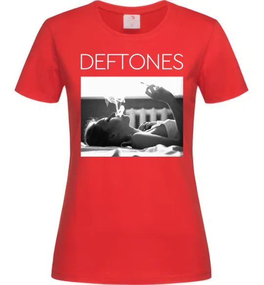 Женская футболка Deftones smoking Красный фото