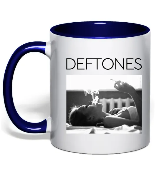 Чашка с цветной ручкой Deftones smoking Глубокий темно-синий фото