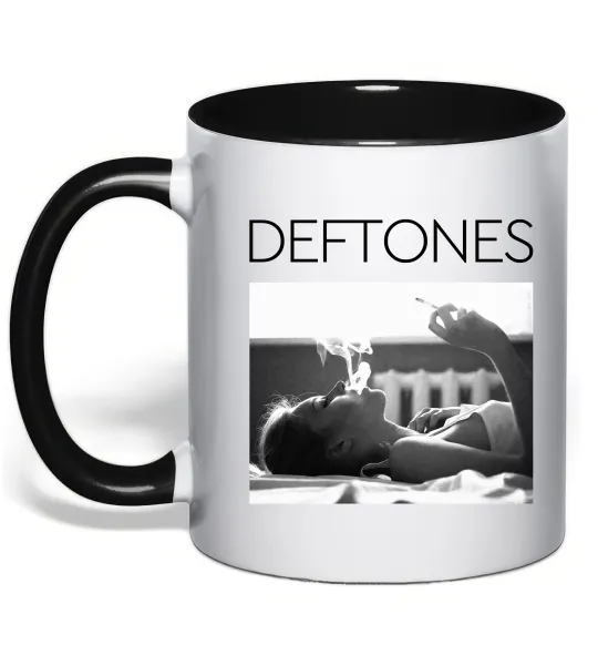 Чашка с цветной ручкой Deftones smoking Черный фото