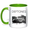 Чашка с цветной ручкой Deftones smoking Зеленый фото