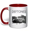 Чашка с цветной ручкой Deftones smoking Красный фото