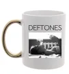 Чашка с цветной ручкой Deftones smoking Золото фото