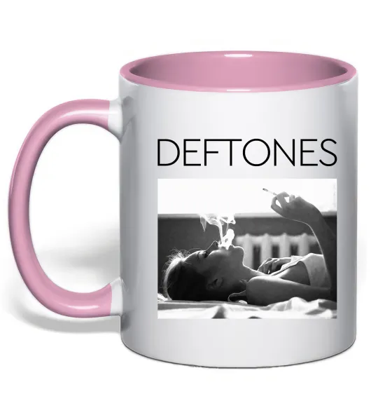 Чашка с цветной ручкой Deftones smoking Нежно розовый фото