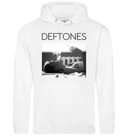 Женская толстовка (худи) Deftones smoking Белый фото