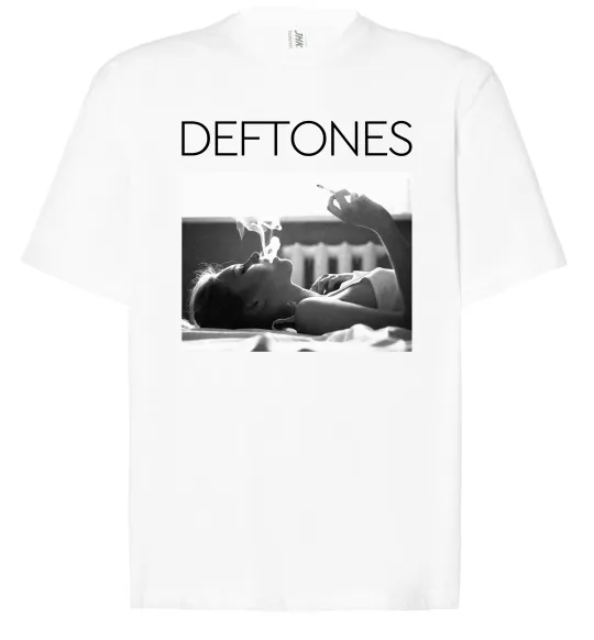 Футболка Оверсайз Deftones smoking Белый фото