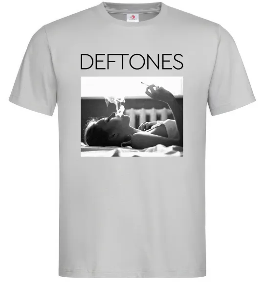 Мужская футболка Deftones smoking Серый фото