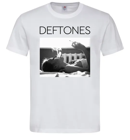 Мужская футболка Deftones smoking Белый фото