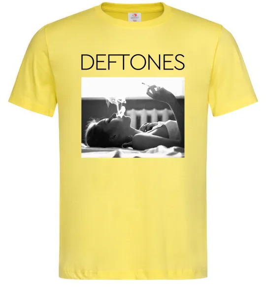 Мужская футболка Deftones smoking Лимонный фото