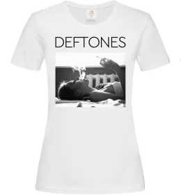 Женская футболка Deftones smoking Белый фото