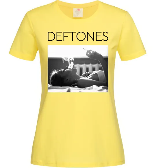 Женская футболка Deftones smoking Лимонный фото